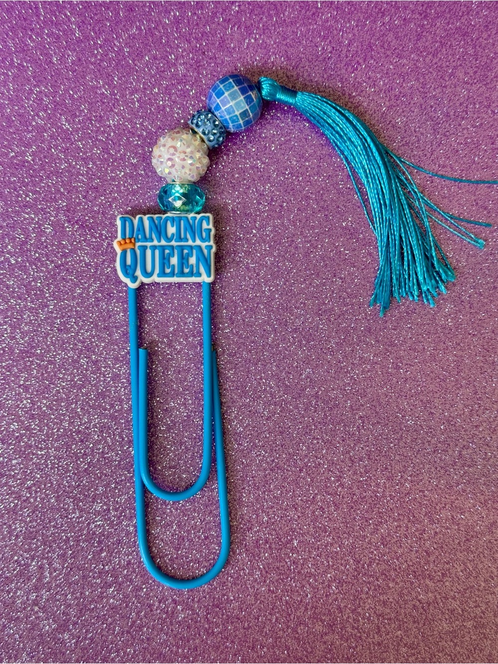 Dancing Queen Blue Tassel Bookmark / Paper clip Handmade